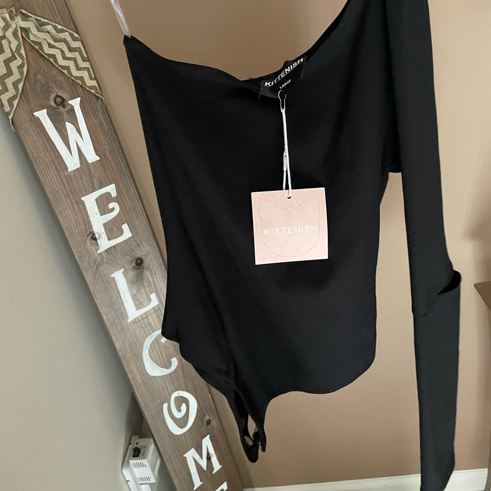 KITTENISH black, off the shoulder sexy bodysuit